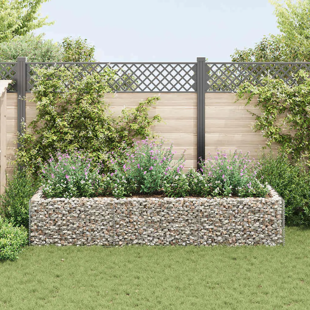 Lit surélevé à gabion acier argenté 270 x 90 x 50 cm – PANGIVO