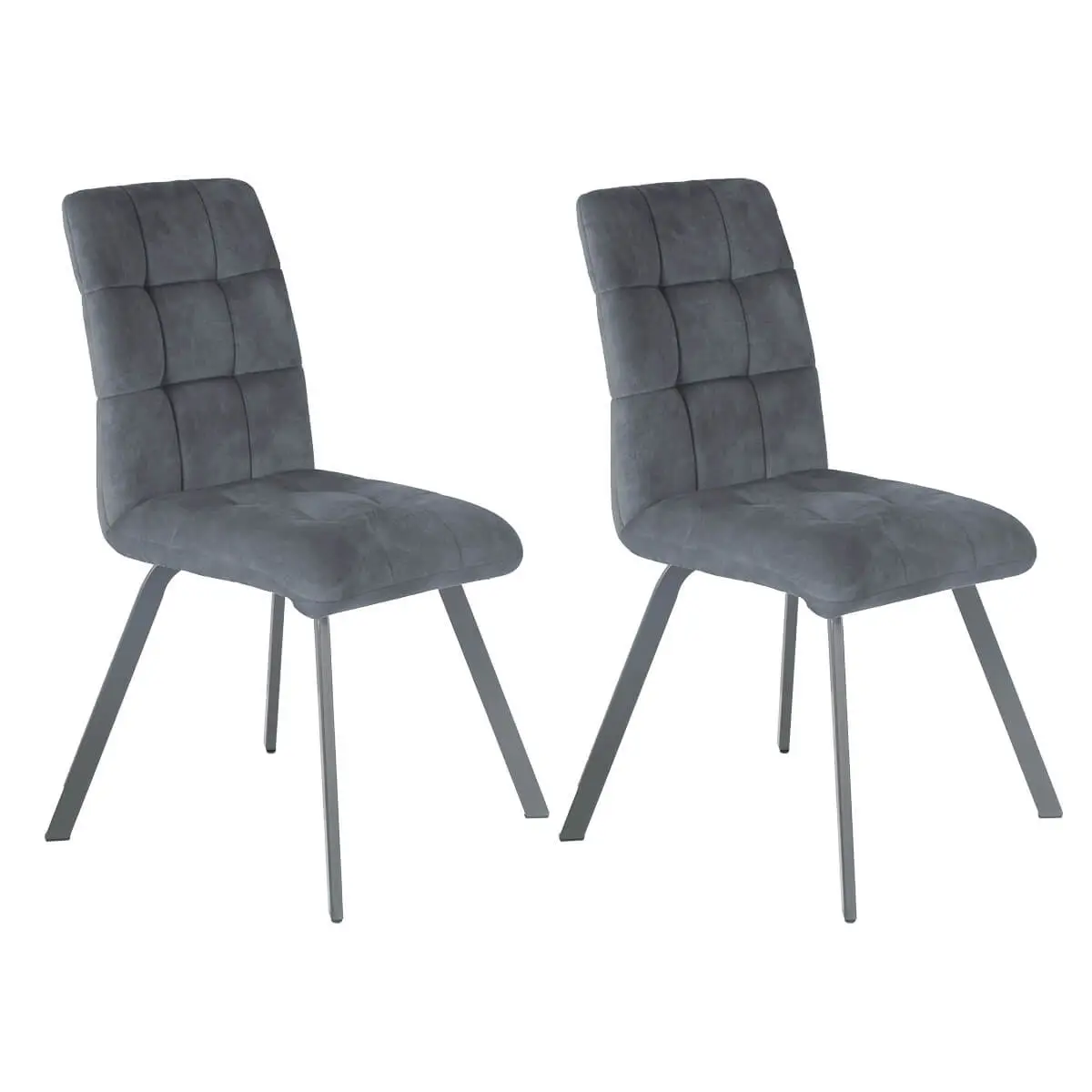 Lot de 2 Chaises Capitonnées Gris – JOHN