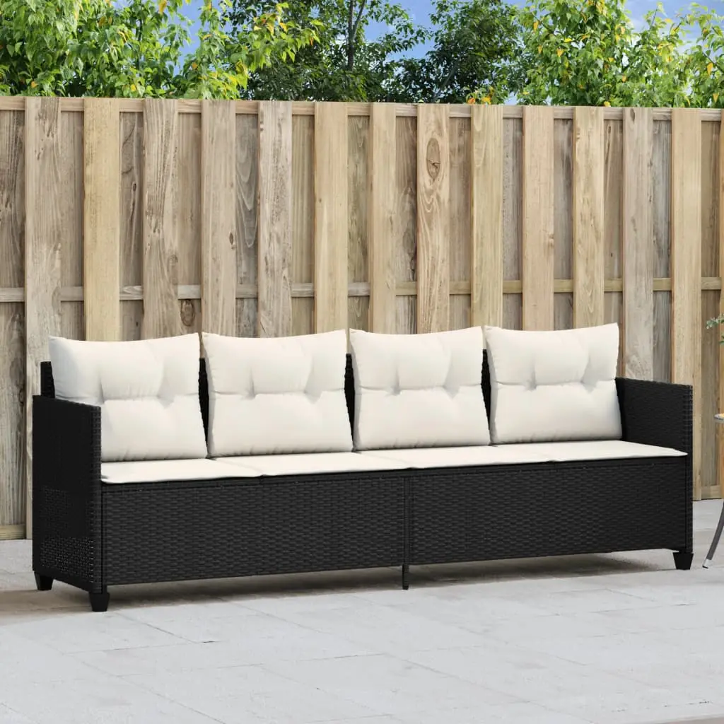 Lit de Soleil Résine Tressée Noir Coussins Épais Jardin Piscine – ComfortXL Outdoor Living