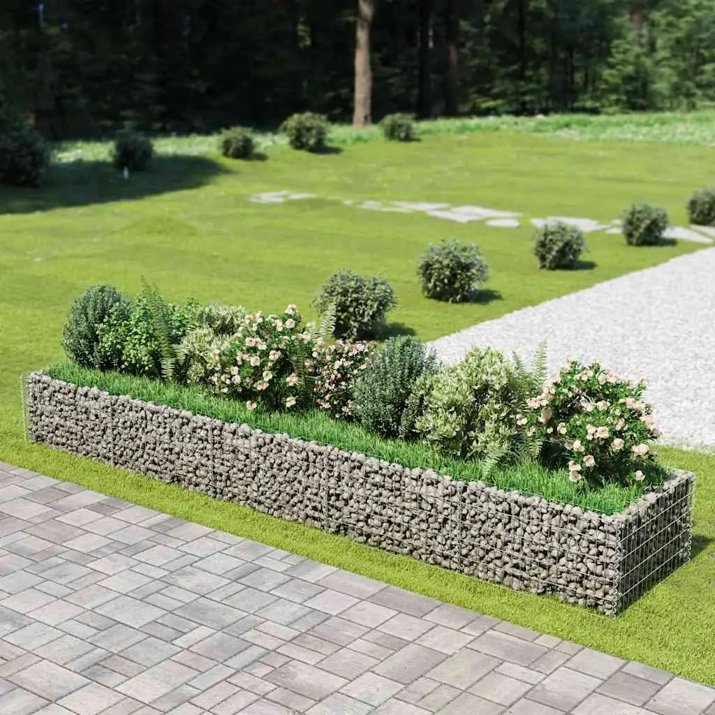 Lit surélevé à gabion Acier galvanisé 450x90x50 cm vidaXL 143553