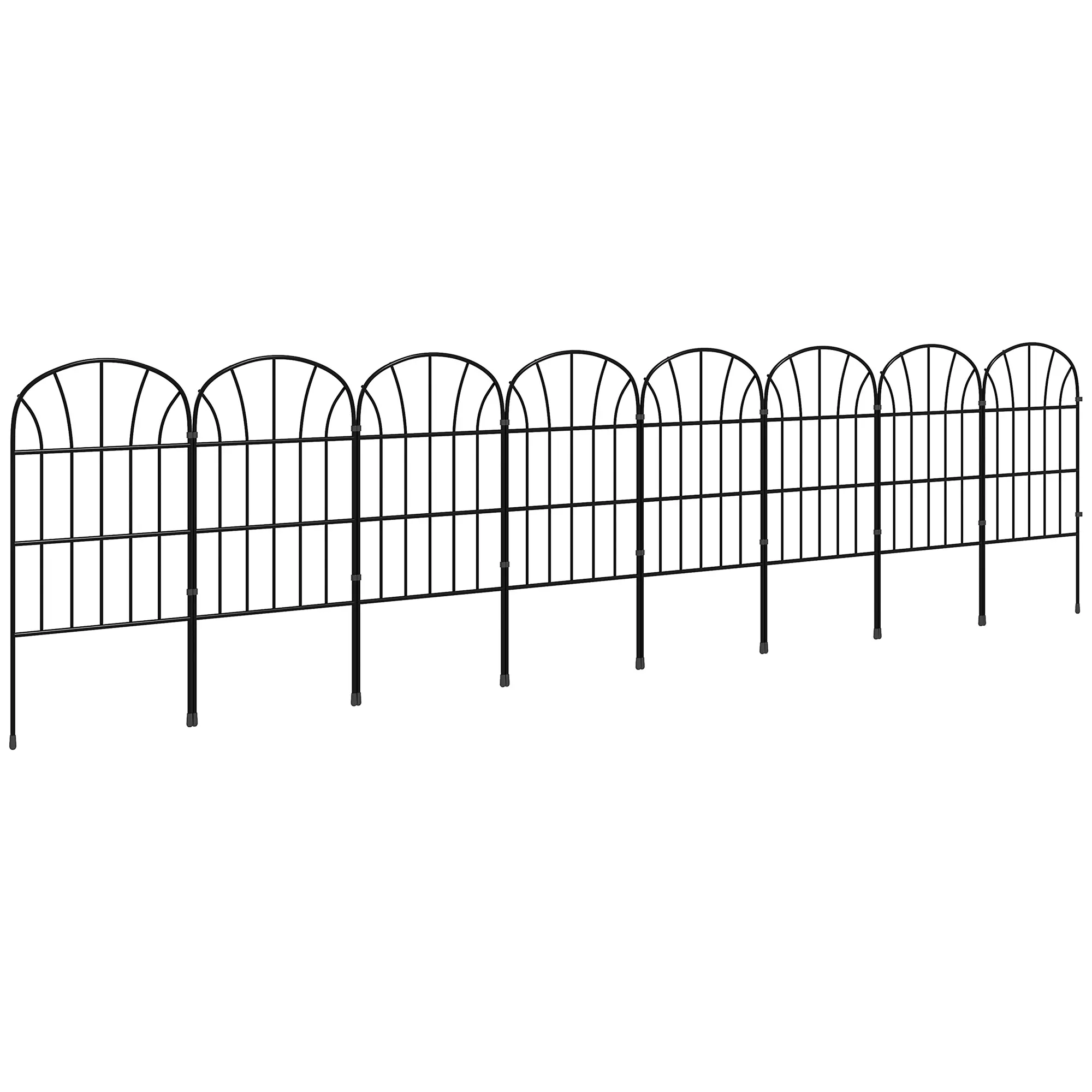 Lot 8 clôtures jardin décoratives 264x61cm bordures ornements métal noir – Outsunny