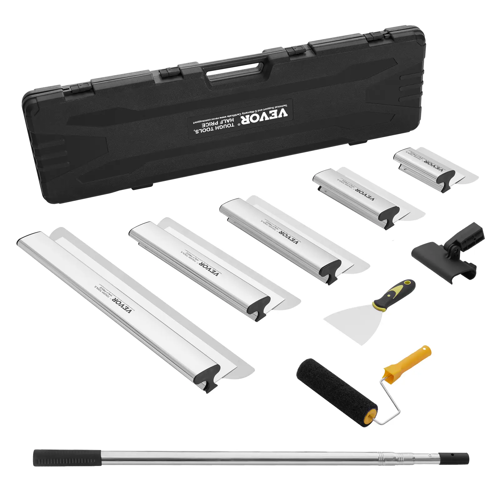 VEVOR Kit lames d’écumage (178-610mm) pour cloison sèche, manche extensible 862-2072mm, inox.