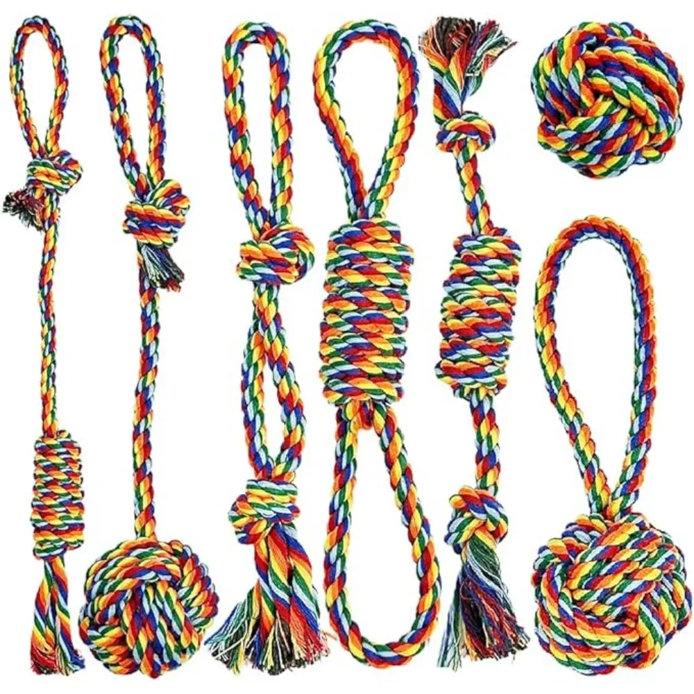 Lot 7 Jouets En Corde Pour Chiens Petite Moyenne Taille