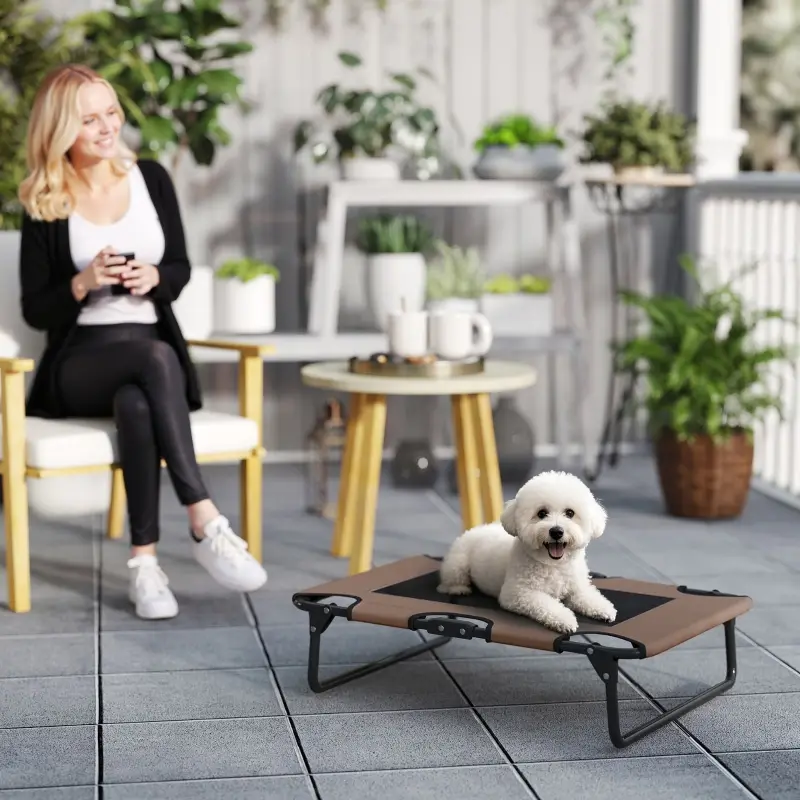 Lit de Camp Chien Oxford 600D Intérieur Extérieur Pliable Respirant 75x51cm Café – ComfortXL Pet Living