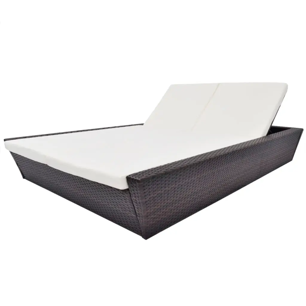 Lit de repos d’extérieur avec coussin Résine tressée Marron vidaXL 42902