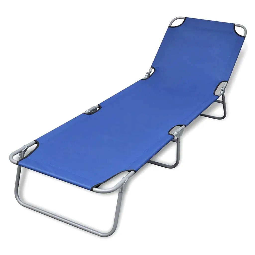 Lit de Soleil Pliant Acier Jardin Camping Bleu – ComfortXL Outdoor Living