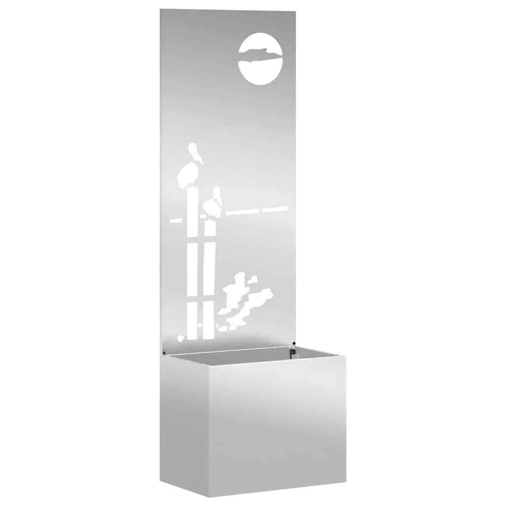 Jardinière – Pot De Fleurs – Bac à Fleurs avec Panneau Décoratif Argent 50 x 140 cm g1143