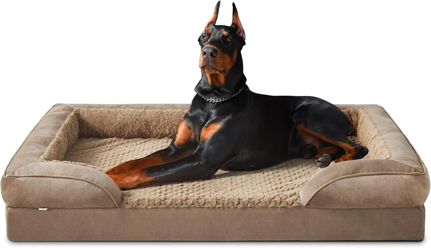 Lit orthopédique XXL pour chien, lavable, avec structure en nid d’abeille et doublure imperméable amovible en mousse marron