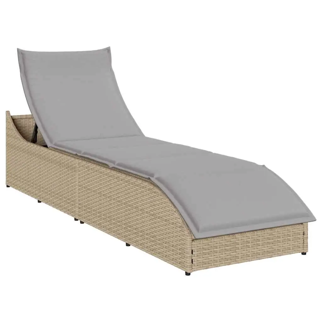 Lit de Jardin Pliable Résine Tressée Rangement Intégré Terrasse Beige – ComfortXL Outdoor Living