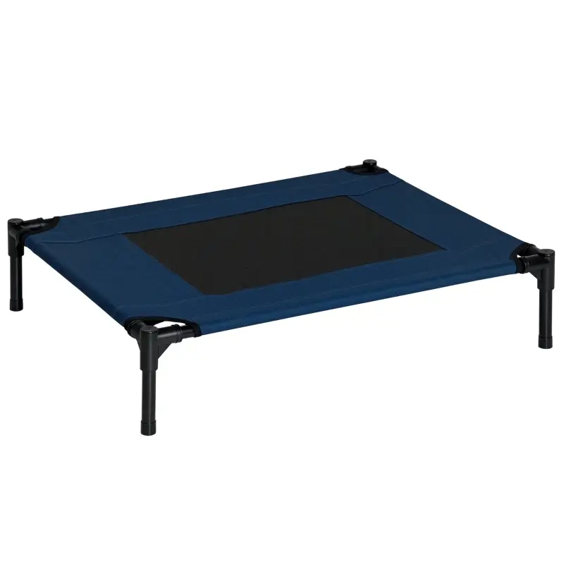 Lit de camp pour chien intérieur extérieur 76.2 x 61 x 18 cm acier tissu oxford 600D bleu – PANGIVO