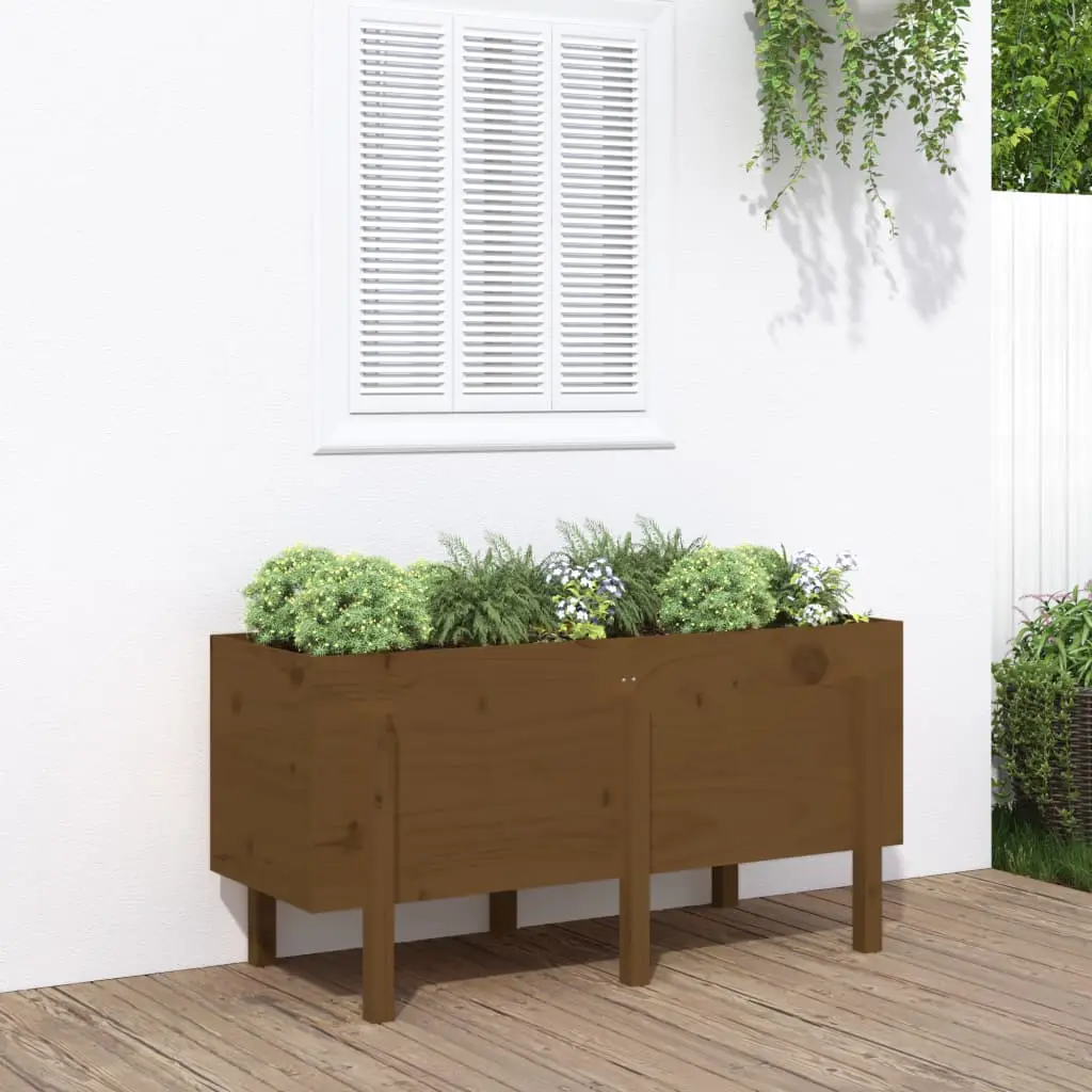 Lit surélevé de jardin brun miel 121x50x57cm bois de pin massif vidaXL 825229