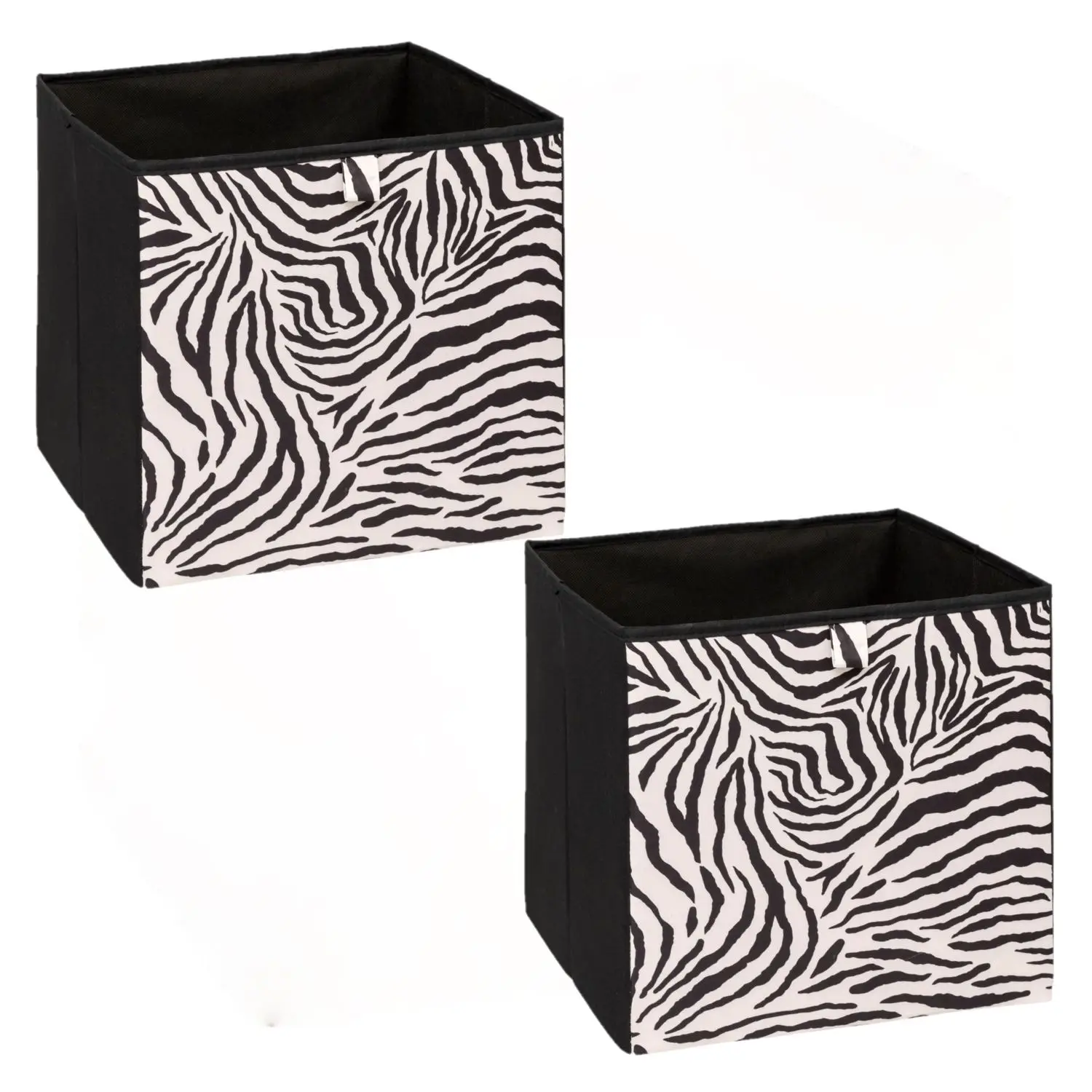 Lot de 2 boîtes de rangement ZEBRA – L. 31 x l. 31 x H. 31 cm – Noir – Five Simply Smart