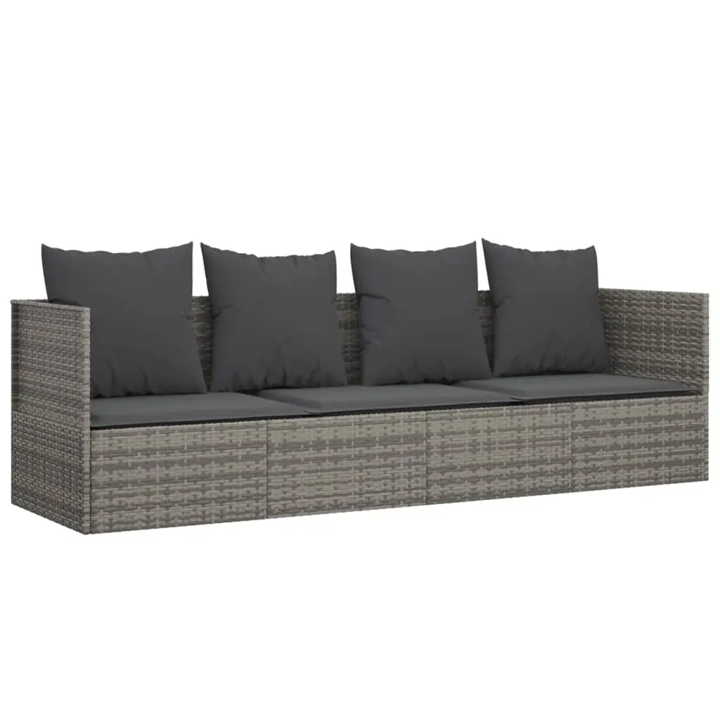 Lit de salon d’extérieur avec coussins 203 cm gris résine tressée