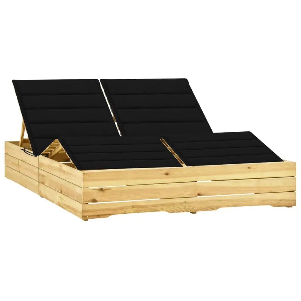 Lit de Jardin Double Pin Imprégné Réglable Patio Noir – ComfortXL Outdoor Living