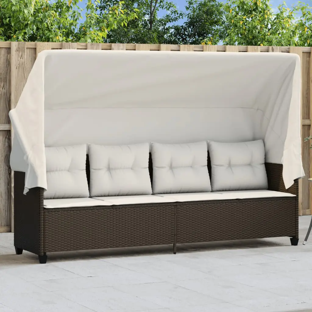 Lit de Repos Jardin Auvent Pliable Résine Tressée Marron Acier – ComfortXL Outdoor Living