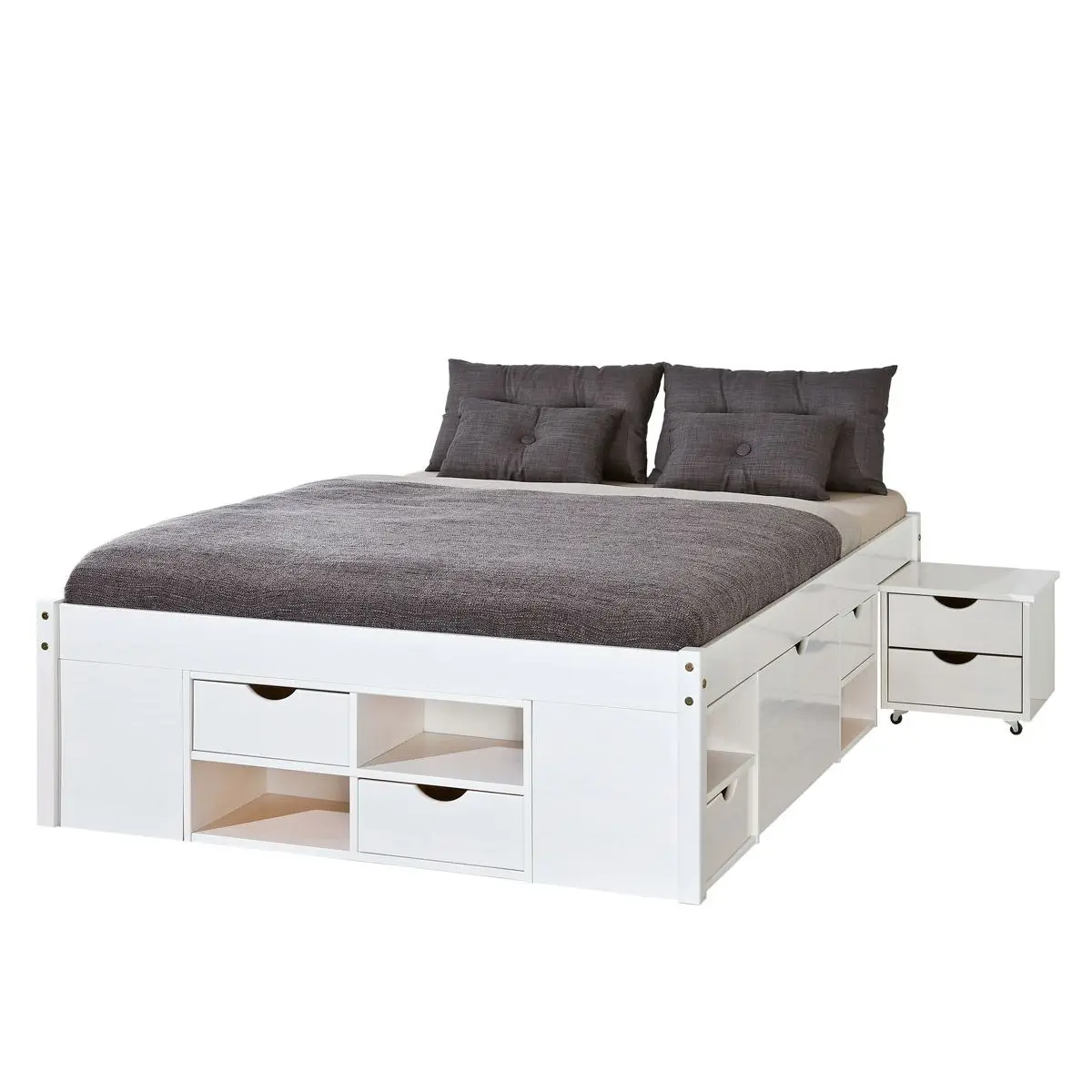 Lit Multi-Rangements «Clark» 140x190cm Blanc