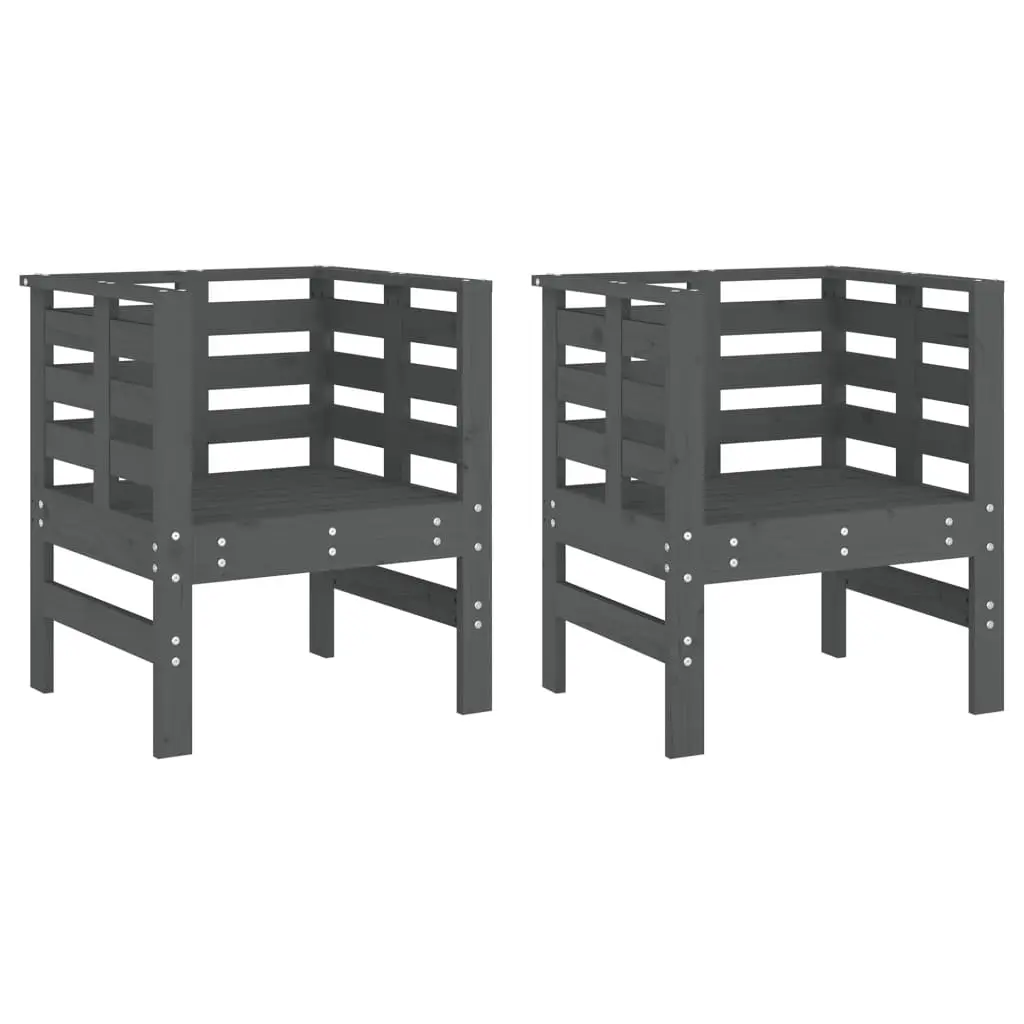 Lot de 2 Chaises de jardin | Chaise d’extérieur gris 61,5x53x71cm bois de pin massif
