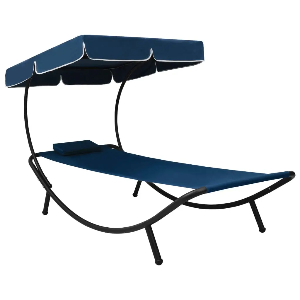 Lit de Repos Jardin avec Toit & Coussin Bleu – ComfortXL Outdoor Living