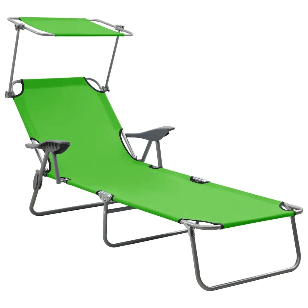 Lit de Plage Pliant avec Auvent Pare-Soleil Vert – ComfortXL Outdoor Living