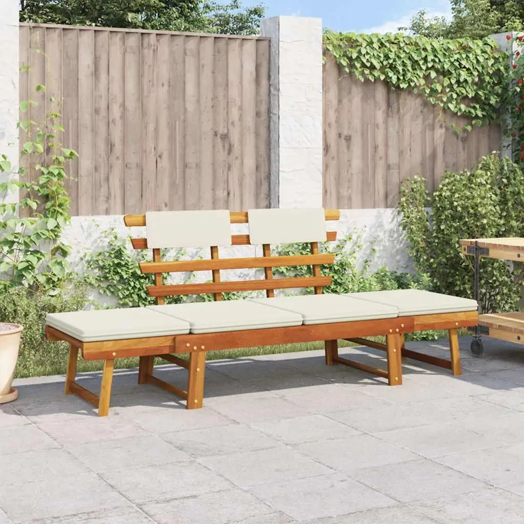 Lit de Repos Jardin Convertible Bois Acacia avec Coussins Lavables Brun 190 cm – ComfortXL Outdoor Living