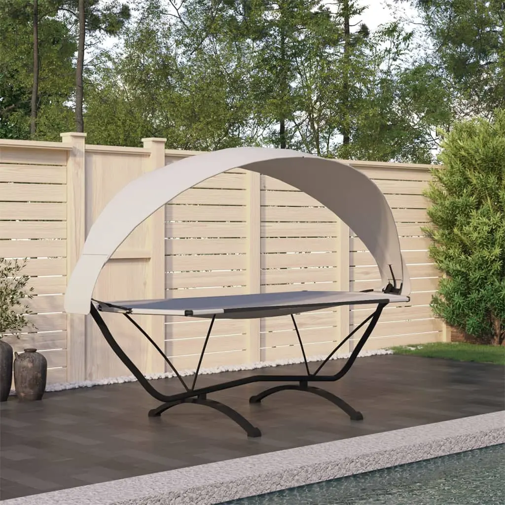 Lit de repos d’extérieur et auvent Crème Acier et tissu Oxford vidaXL 317601