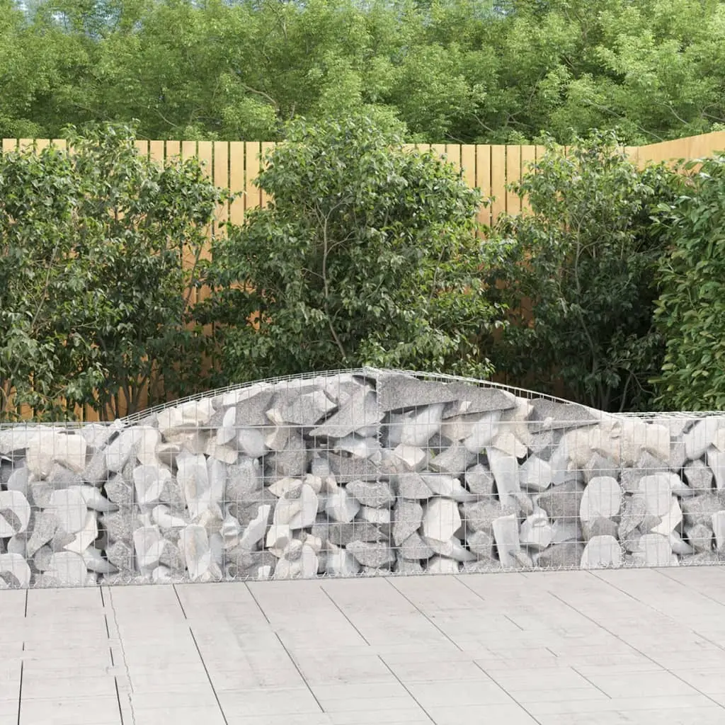 Lot 9 Gabions Arqués Fer Galvanisé Mur Soutènement Jardin 400x30x60/80 cm – ComfortXL Outdoor Living