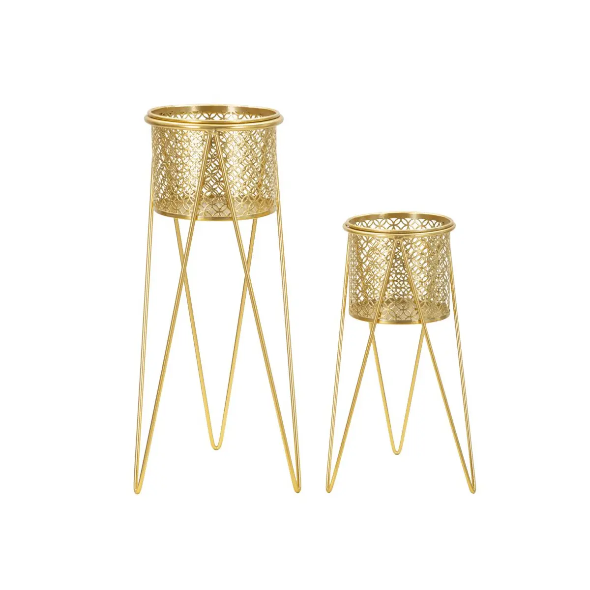 Lot de 2 Cache-Pots sur Pied «Mara» 46cm Or
