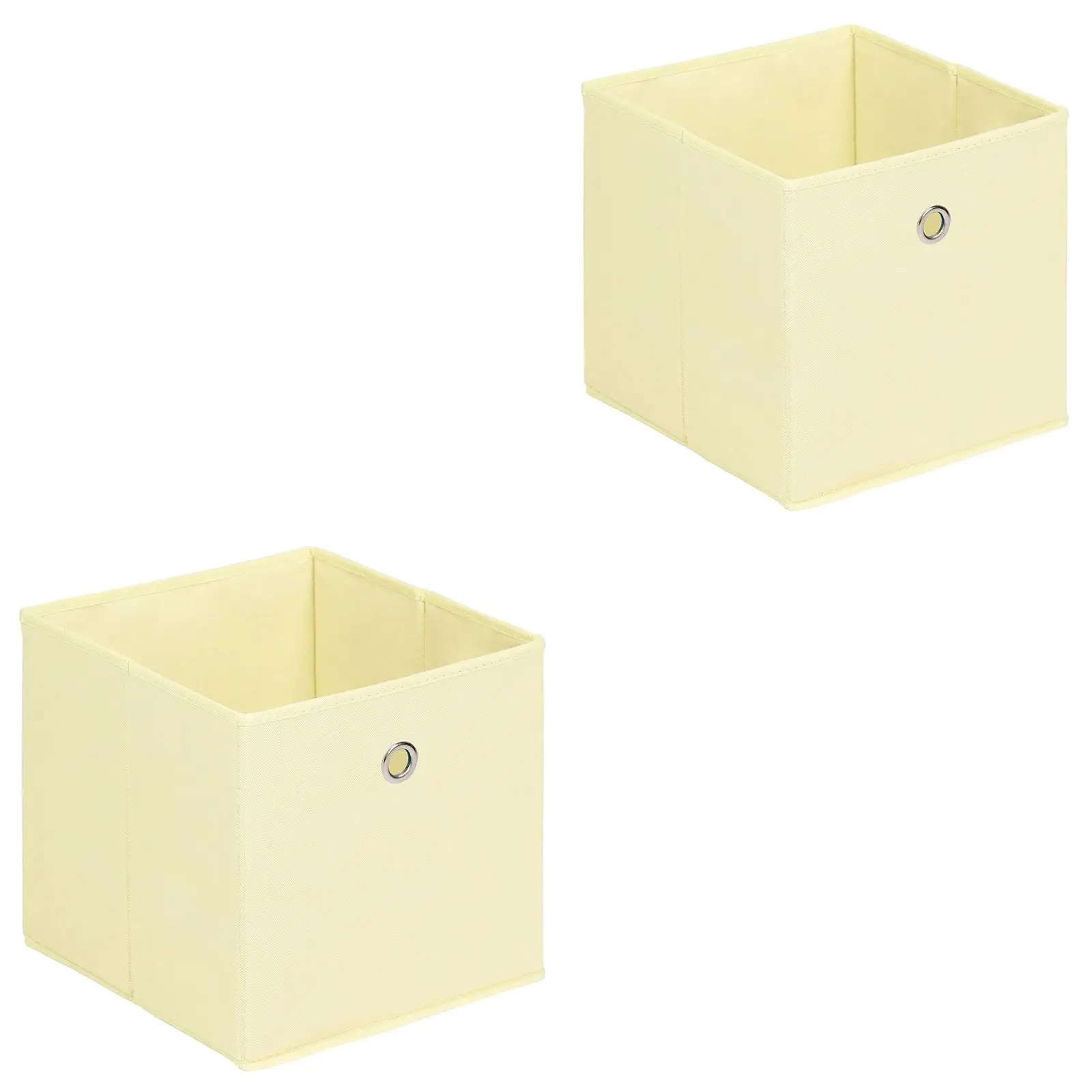 Lot de 2 boîtes de rangement ELA, en tissu beige