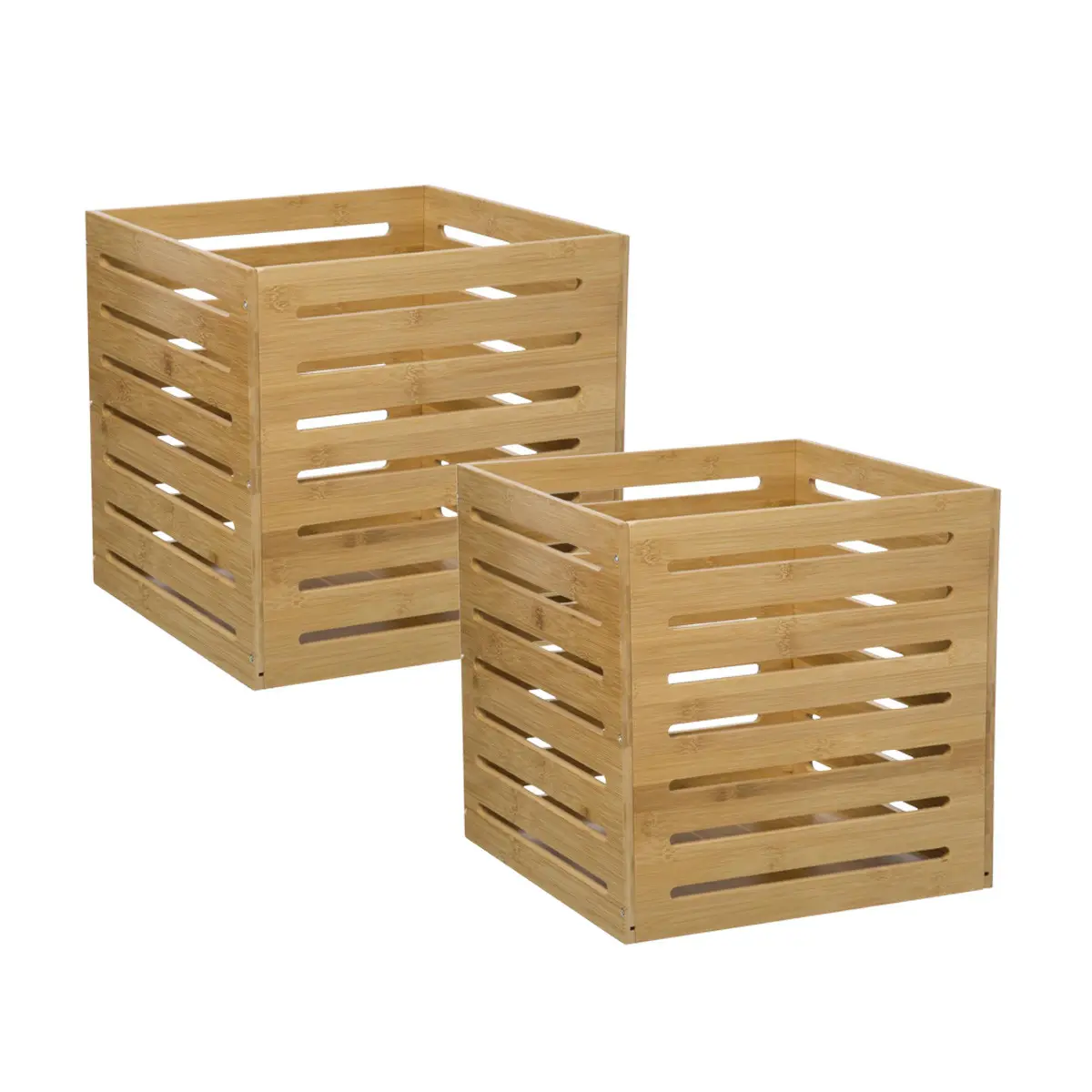 Lot de 2 Boîtes de Rangement en Bambou 31 x 31 cm