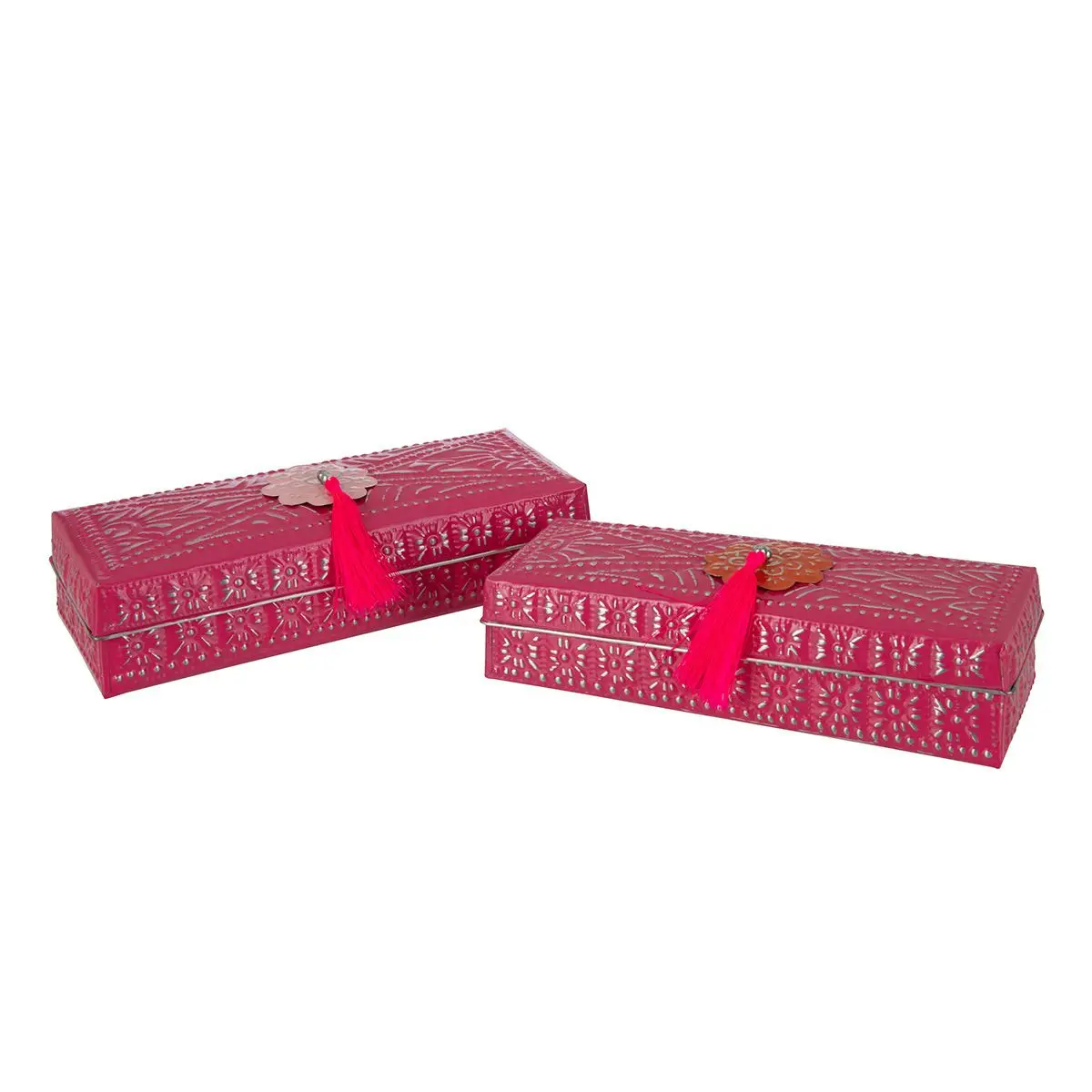 Lot de 2 Boîtes en Métal «Gigognes» 28cm Rose