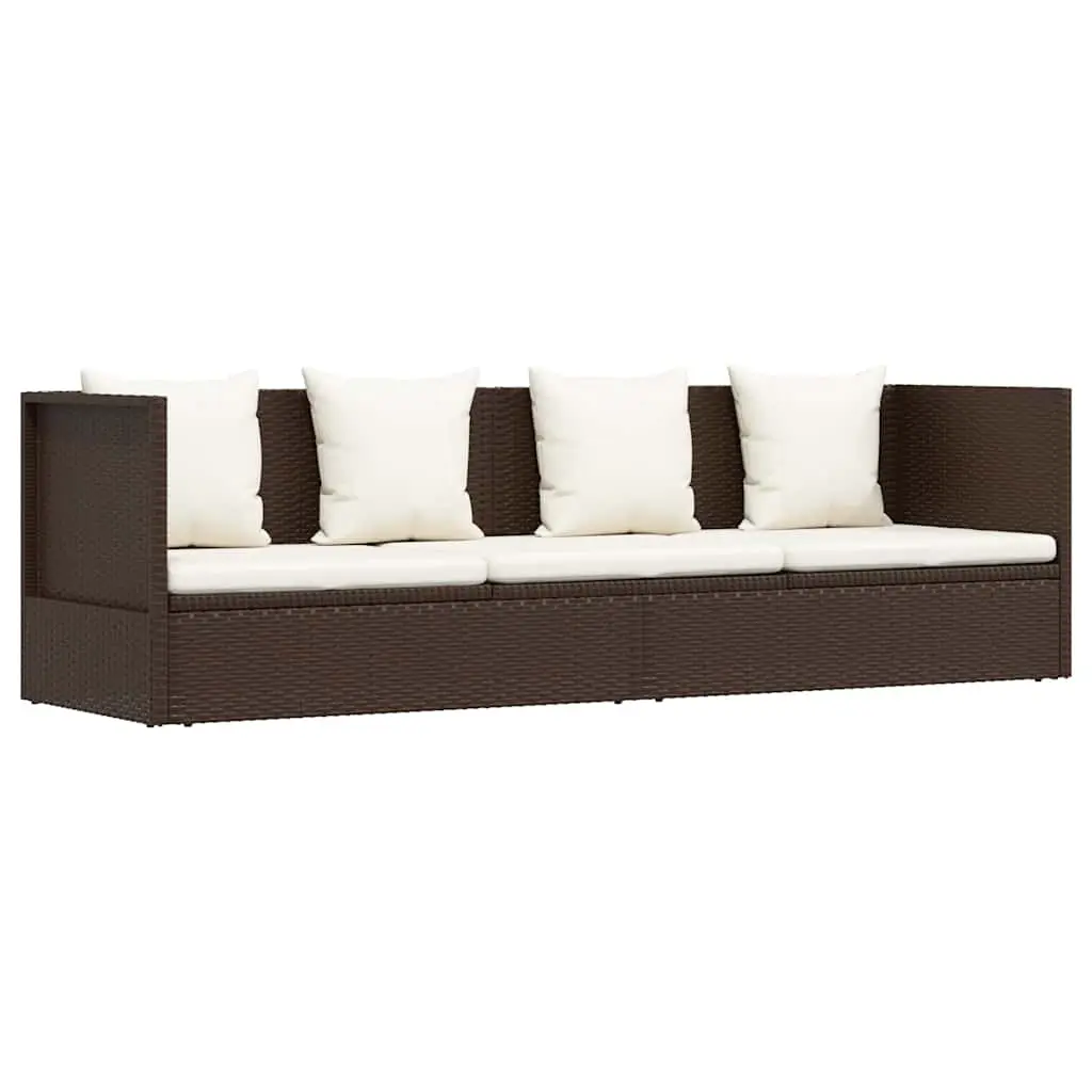 Lit de jardi | Transat | Bain de soleiln avec coussin et oreillers Résine tressée Marron