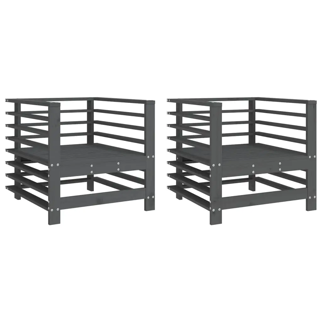 Lot de 2 Chaises de jardin | Chaise d’extérieur gris bois massif de pin