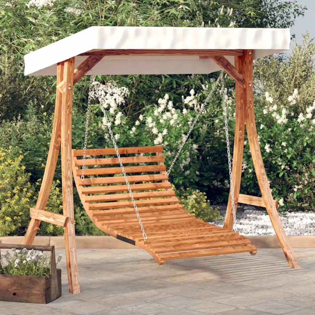 Lit de Jardin Suspendu avec Auvent Ombrageant Structure Bois Épicéa Massif Finition Teck pour Détente Absolue Crème – ComfortXL Outdoor Living