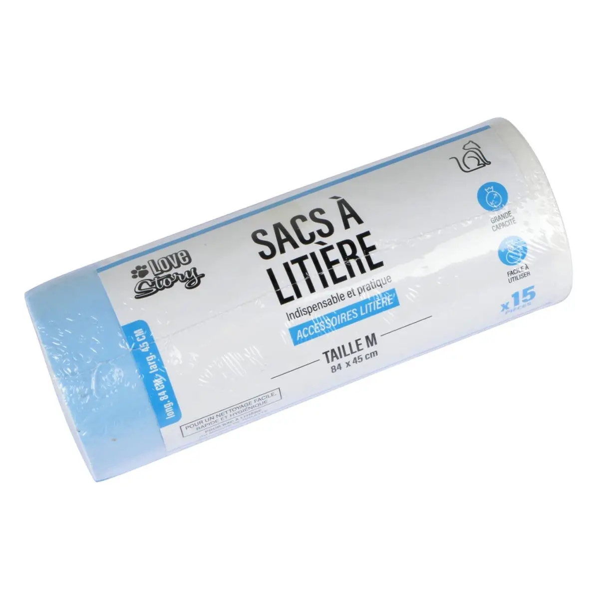 Lot de 15 Sacs à Litière «Poignées» 84cm Transparent