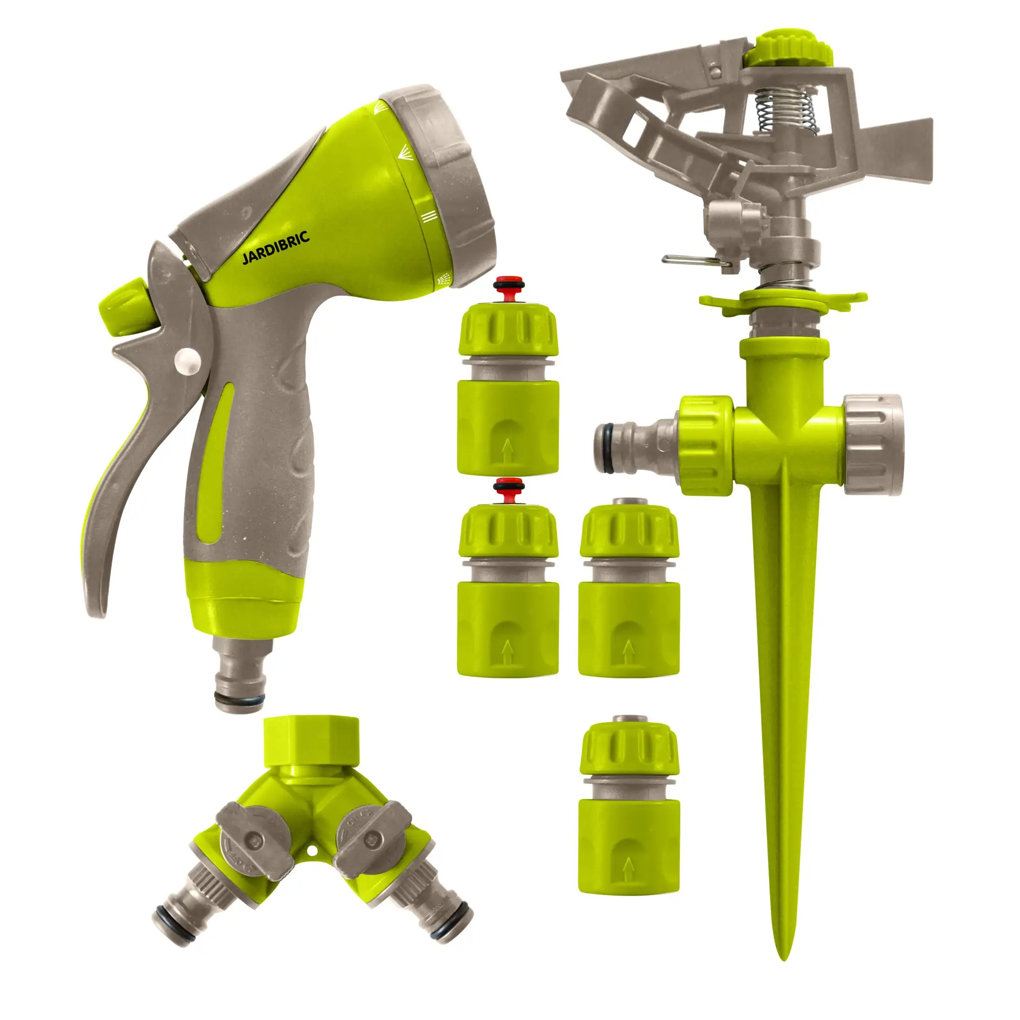 Jardibric – Set Complet d’Arrosage avec Pistolet Arroseurs et Asperseur – Simplifiez l’Arrosage de votre Jardin avec cet Ensemble Efficace et Pratique