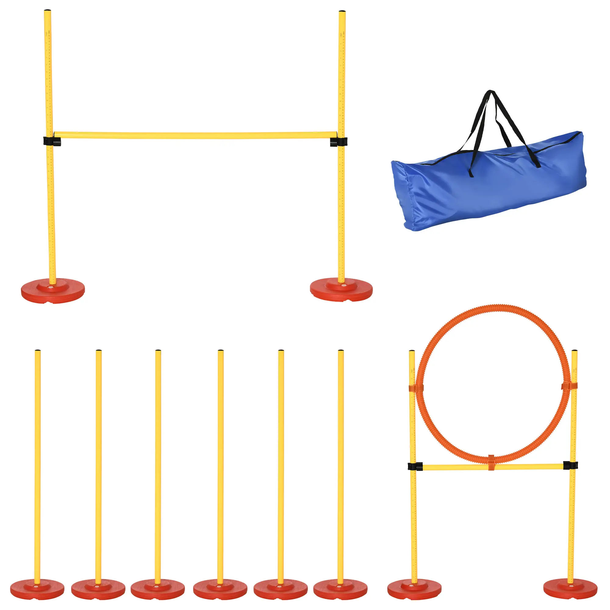 Kit agilité chien plastique entraînement extérieur haies slalom sac transport jaune – ComfortXL Outdoor Living