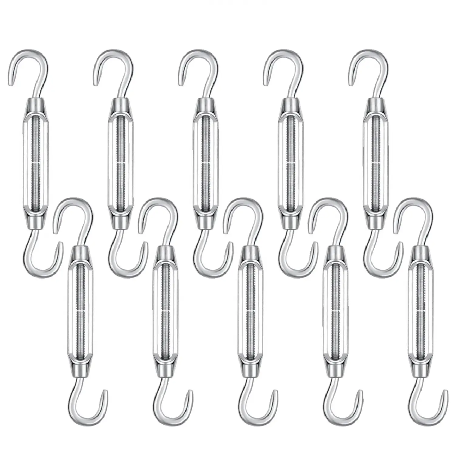 Lot de 10 tendeurs de fil réglables en acier inoxydable – Double crochets – M5 – Linxor