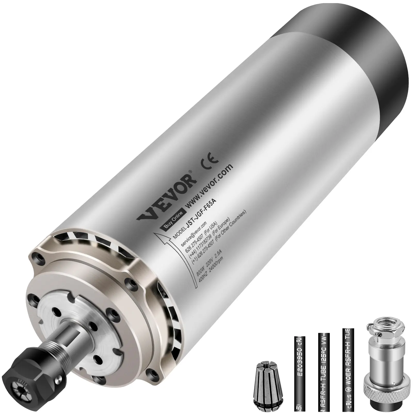 VEVOR Kit moteur broche CNC 0.8 kW 24000 tr/min, pince ER11, battement 0.005 mm, pour machine à graver bois/métal.