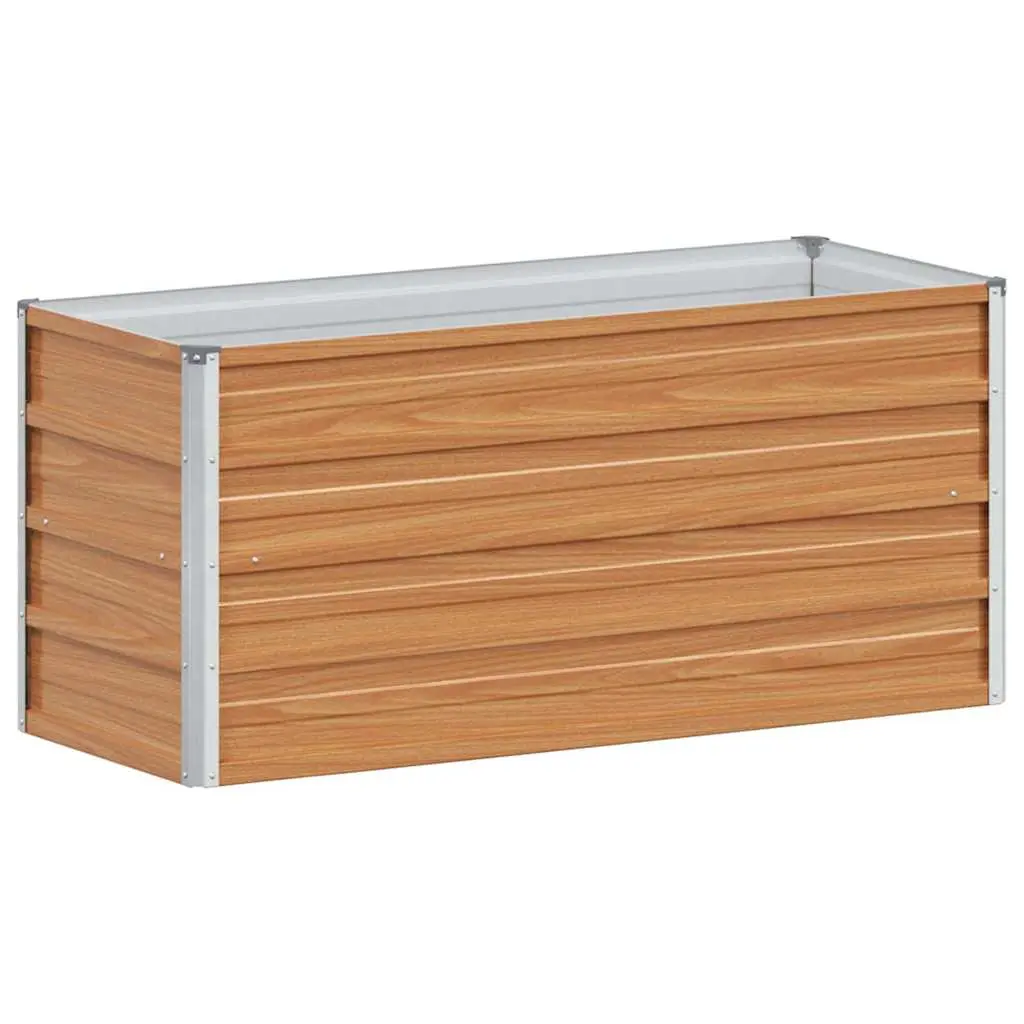 Jardinière surélevée style industriel chic extérieur 100 x 40 x 45 cm résistante aux intempéries en acier galvanisé marron clair