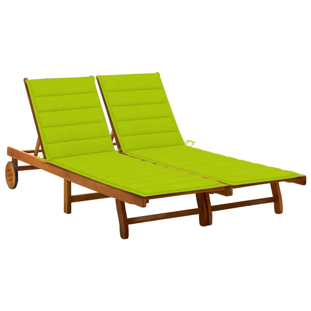 Lit de Soleil Double Extérieur Acacia Huilé Coussins Vert Vif – ComfortXL Outdoor Living
