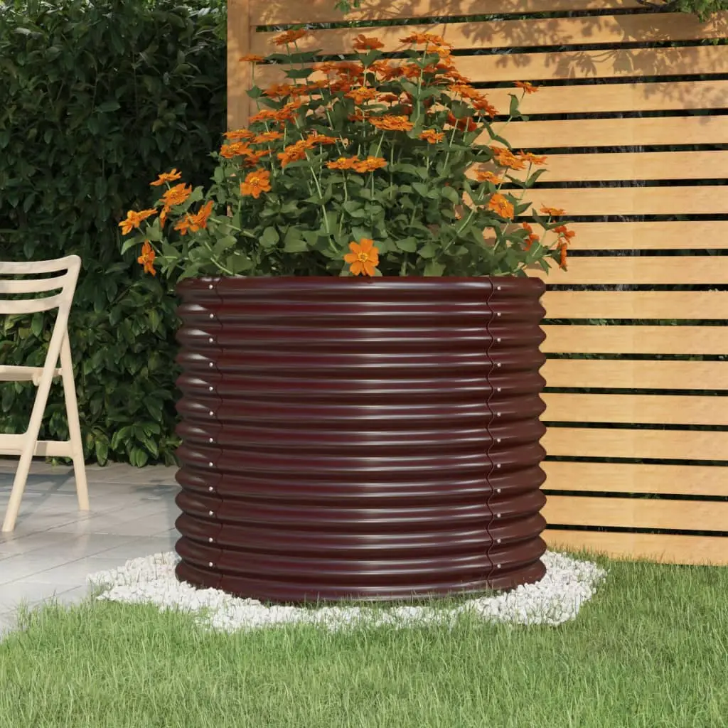 Jardinière surélevée ronde Acier galvanisé pour jardin balcon Marron 80×68 cm – ComfortXL Outdoor Living