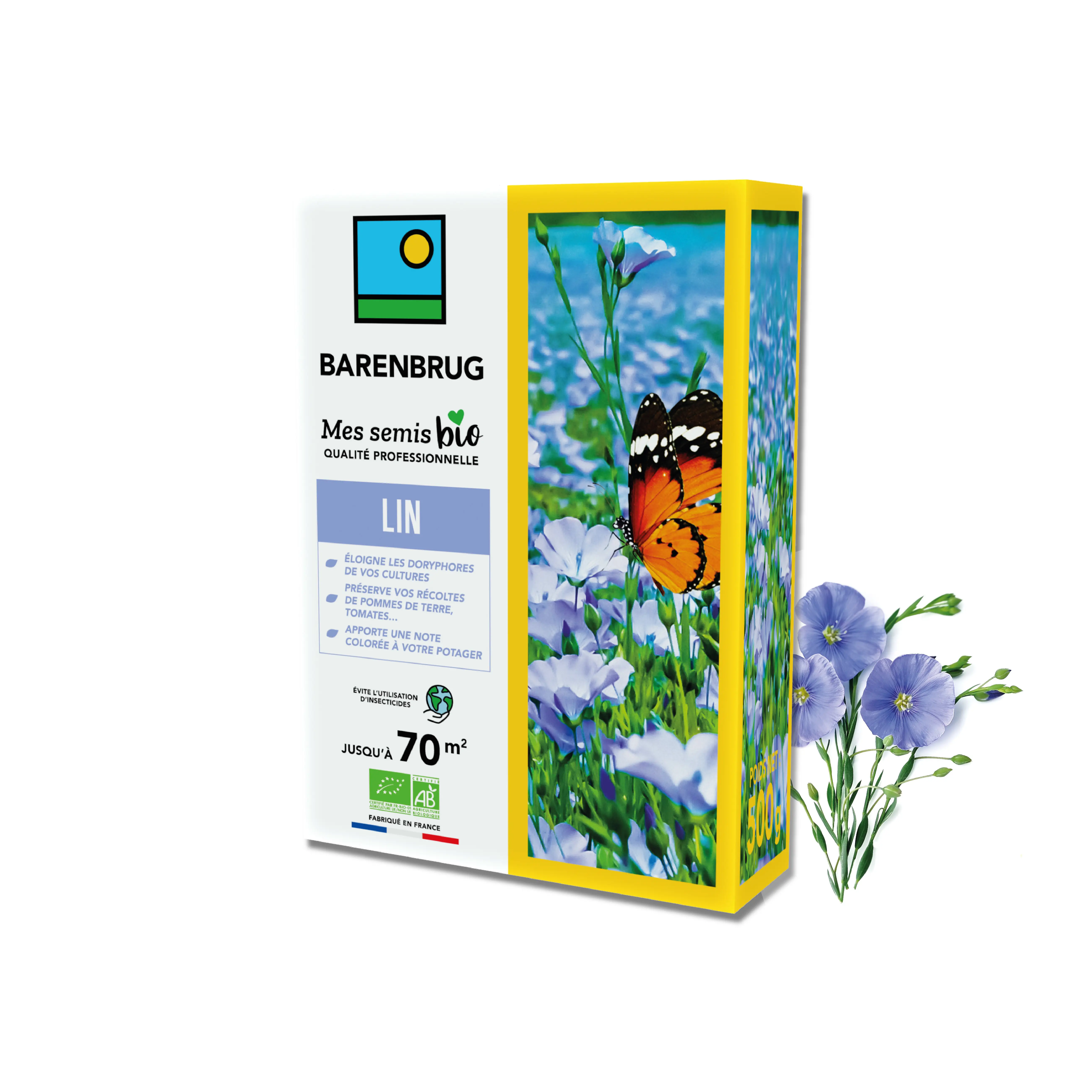 Lin – Éloigne les Doryphores des Cultures – Préserve les Récoltes – Apporte une Note Colorée au Potager – 500G – BARENBRUG