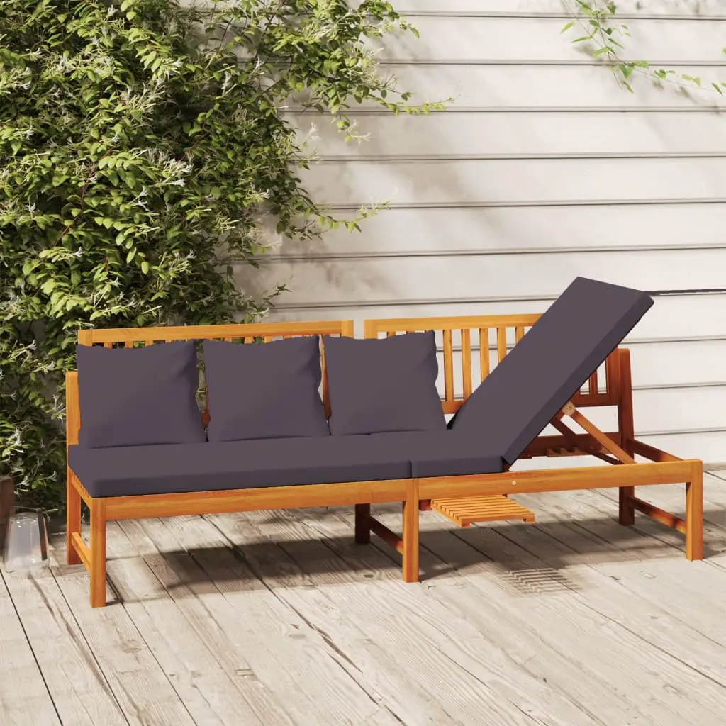 Lit de jour avec coussin gris 200x60x75 cm Bois d’acacia solide vidaXL 312145