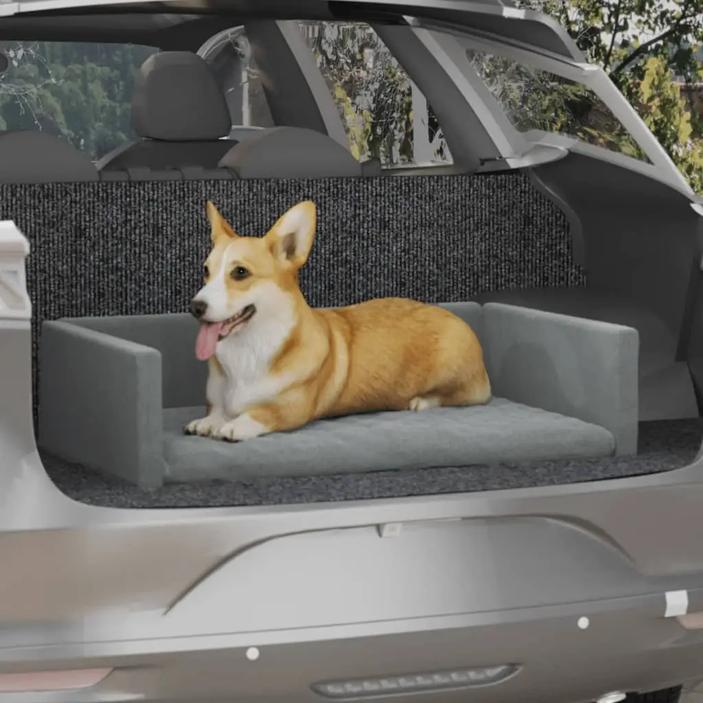 Lit d’auto pour chien Gris clair 90×60 cm Aspect de lin vidaXL 171353