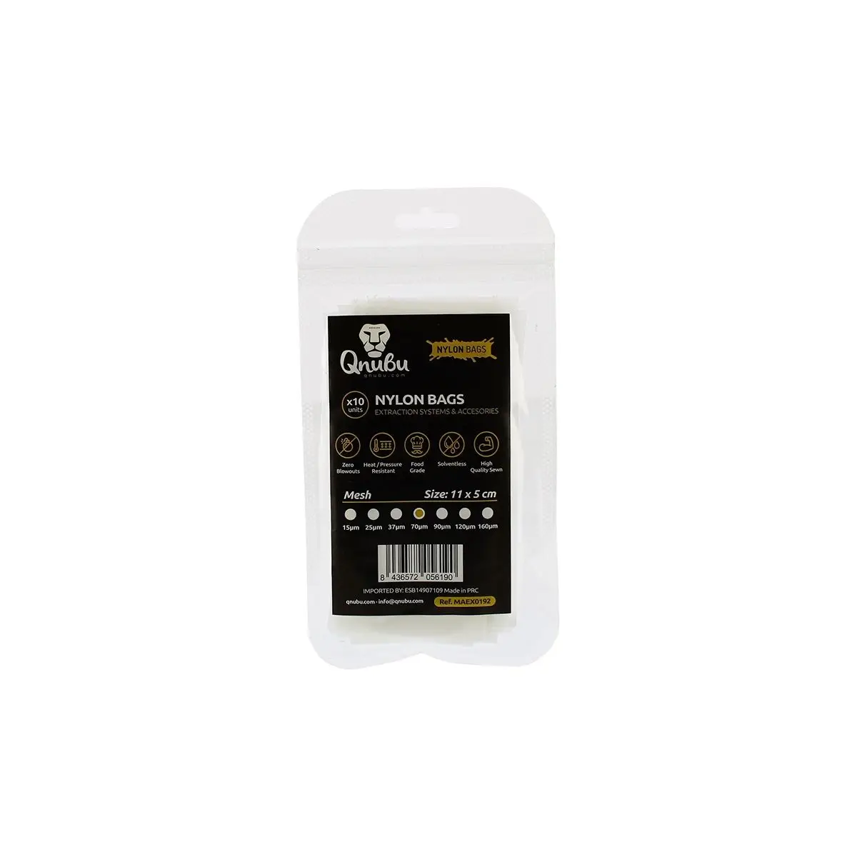 Lot de 10 sacs filtrants en nylon pour extraction – 70 microns 11x5cm