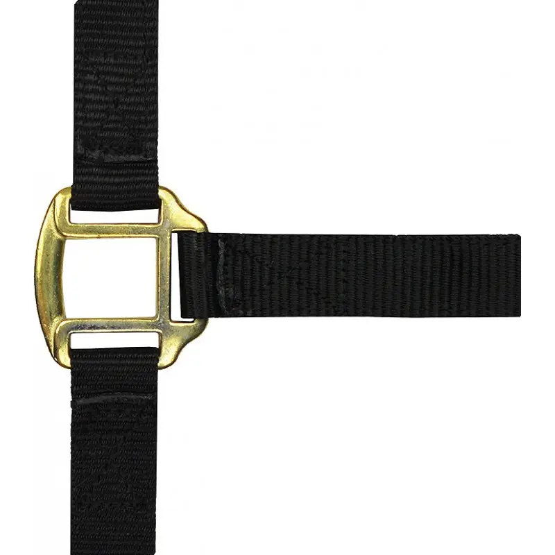 Licol nylon noir doublé cuir pour cheval