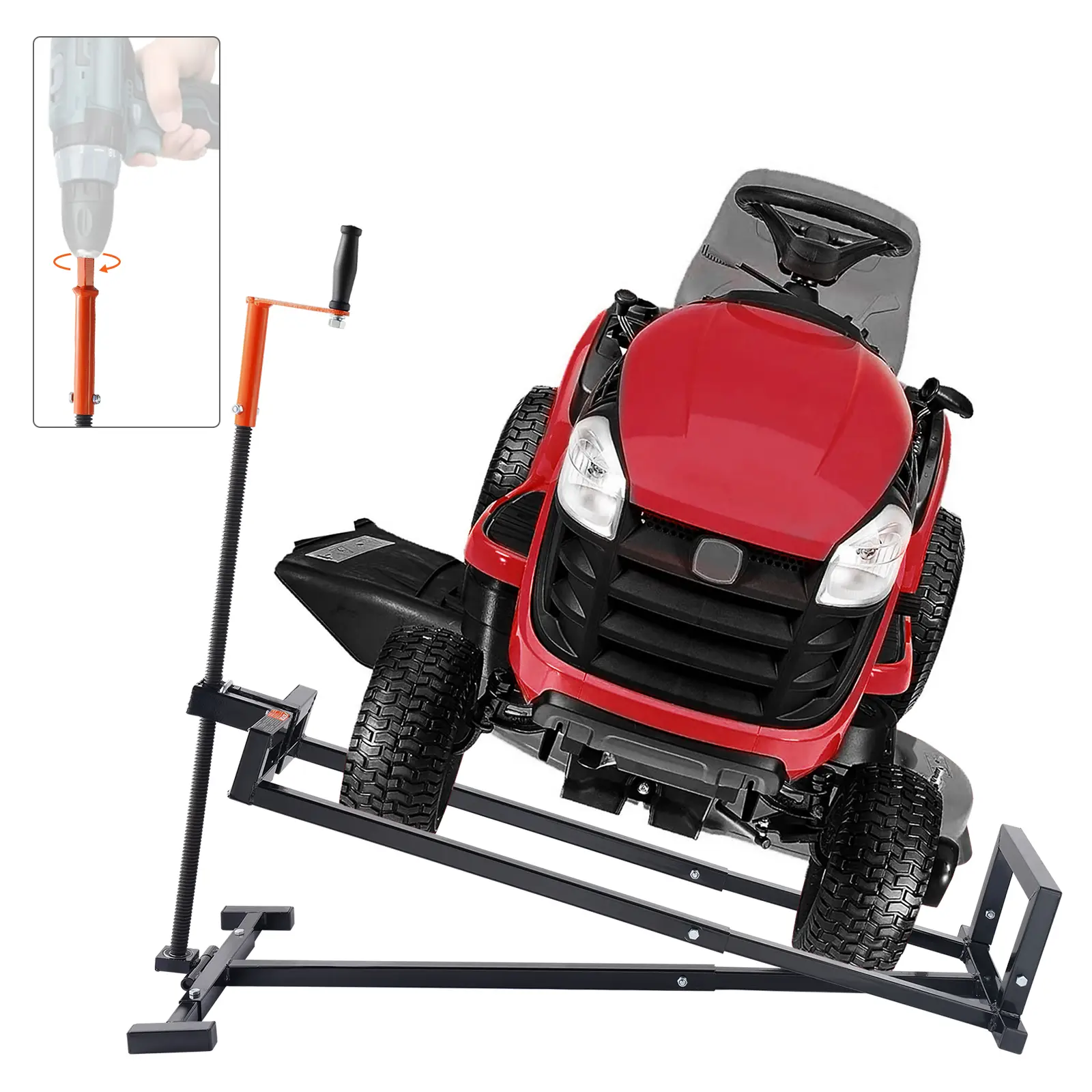 VEVOR Lève tondeuse autoportée, charge 399,1 kg. Cric vis télescopique, manivelle. Jardin.