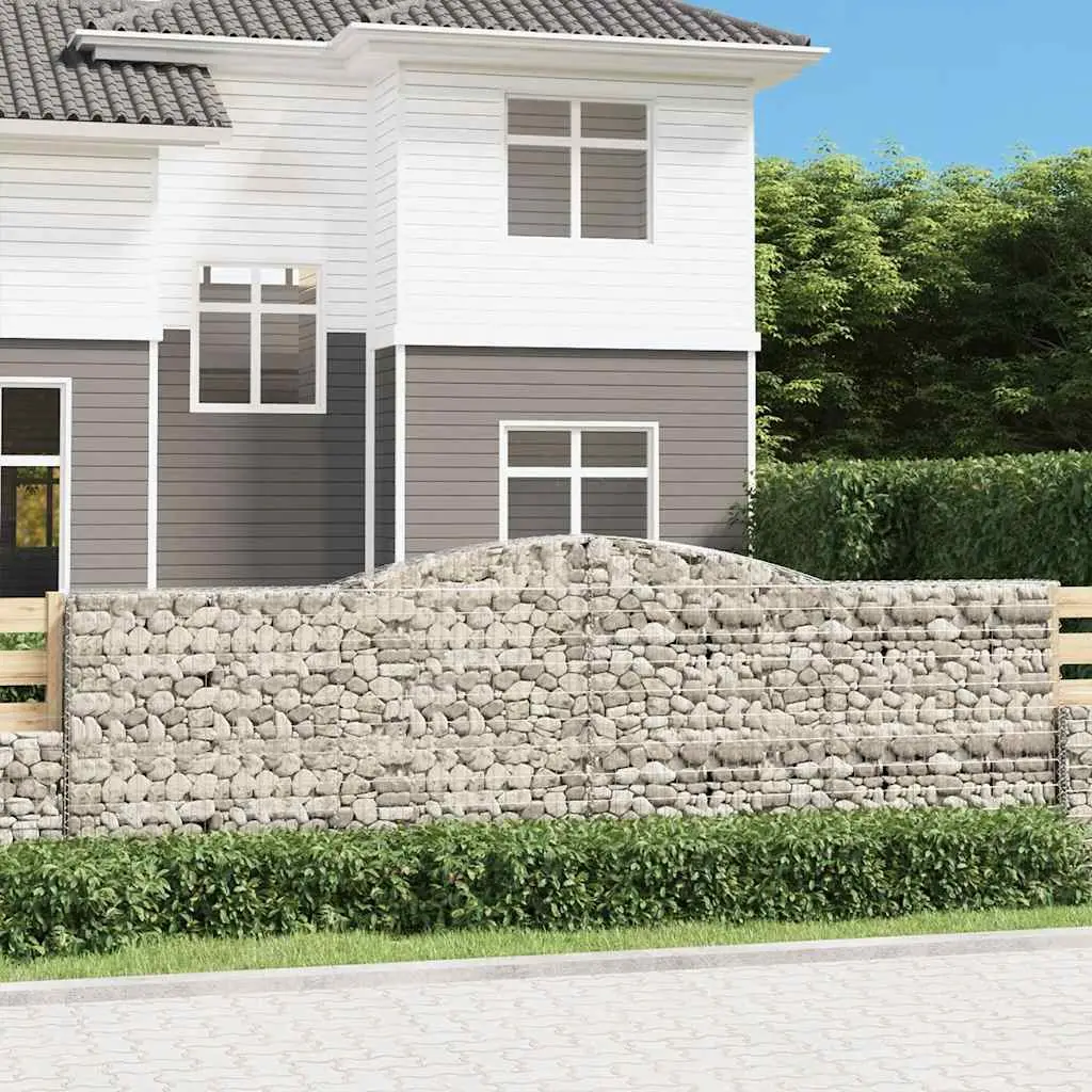 Lot 9 Gabions Arqués Fer Galvanisé Mur Soutènement Jardin 400x30x120/140 cm – ComfortXL Outdoor Living