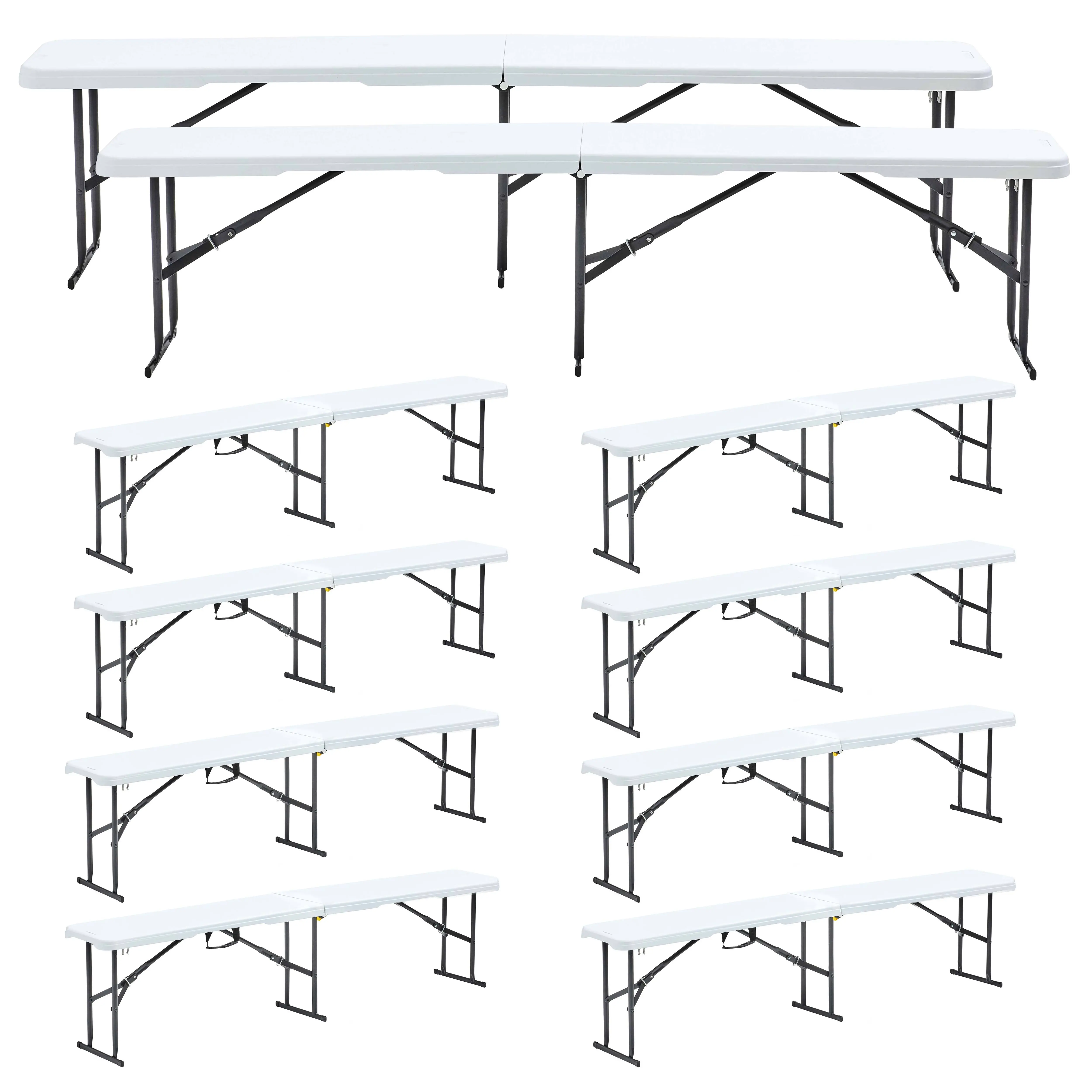 Lot de 10 bancs pliables – Banc pliant de camping REKKEM – Oviala
