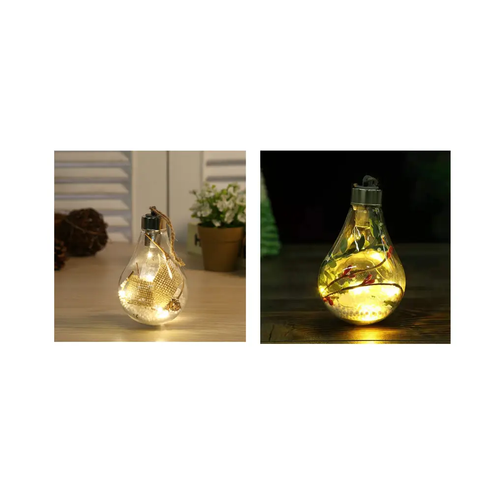 Lot de 2 boules de Noël transparentes, décoration de Noël, simulation créative, ampoule, arbre de Noël, pendentif décoratif, boule en plastique C